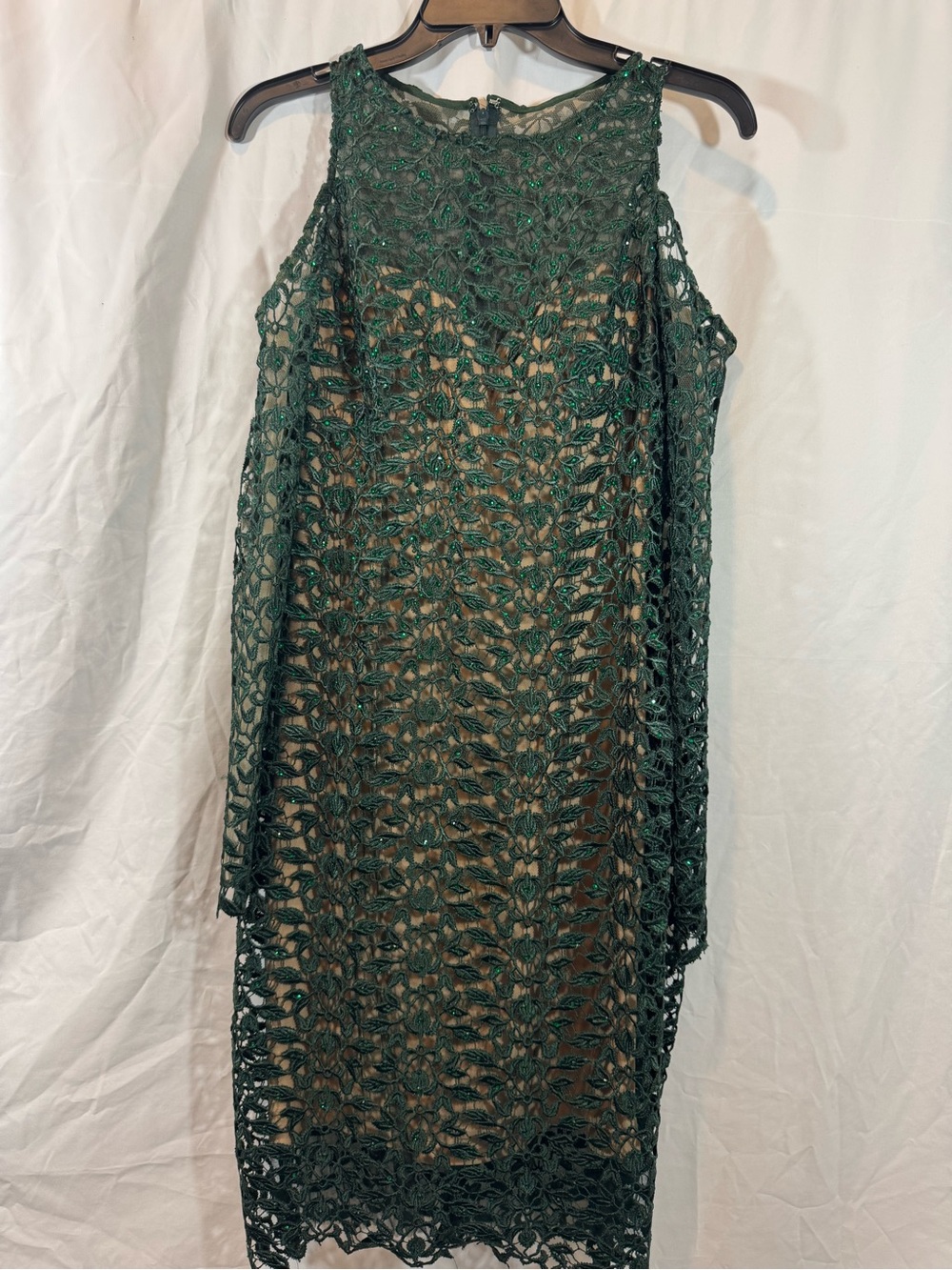 Jovani Emerald Green Crochet Midi Dress 6